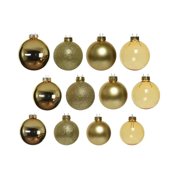 Decoris Kerstballen - 42x - Goud - Glas - 5-6-7 Cm - Mat/glans/glitter - Kerstversiering - Kerstboomversiering thumbnail