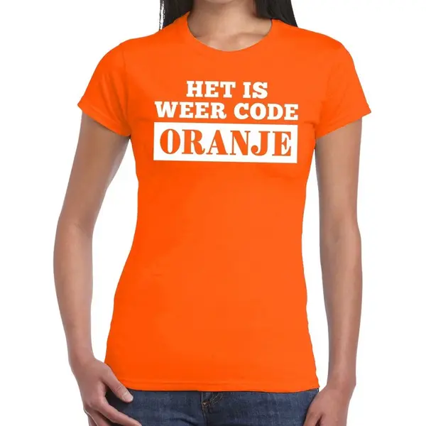 Bellatio Decorations Oranje Code Oranje Shirt Dames - Oranje Koningsdag Of Oranje Fan / Supporter Kleding. Xs thumbnail