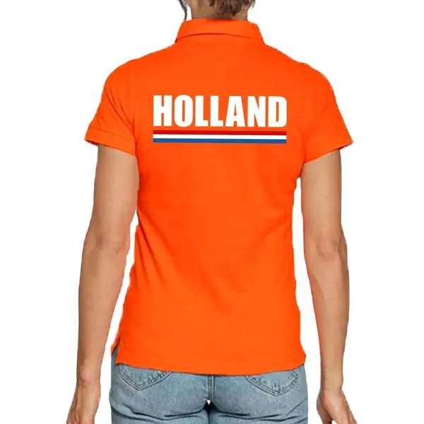 Bellatio Decorations Holland Poloshirt / Polo T-shirt Oranje Voor Dames - Koningsdag Kleding/ Shirts L thumbnail