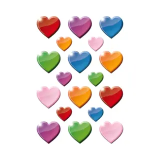 Hartjes Figuren Stickers - 54x Stuks - Multi Kleur - Kinderstickers - Stickervel - Knutselspullen