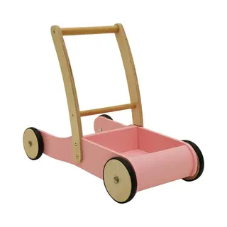 Bandits & Angels Houten Loopwagen Little Walker Retro Roze Vanaf 1 Jaar Voor Meisjes - 47 Cm Hoge Duwstang - Voor Binnen - Met Laadbak Voor Spullen -