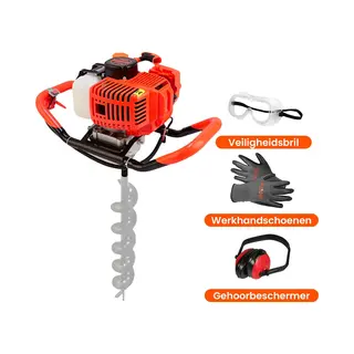Kibani Grondboor 52cc Benzine - Excl. Losse Grondboren - Palenboor - Grondboor Machine