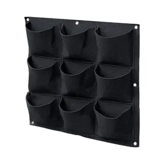 Quvio Verticale Tuin Met 9 Vakjes - Verticale Tuinen Voor Buiten - Hangende Plantenzak - Plantenbak - 9 Ruime Vakken - Vierkant - 50 X 50 Cm - Zwart -