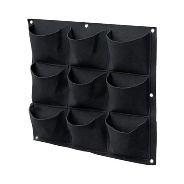 Quvio Verticale Tuin Met 9 Vakjes - Verticale Tuinen Voor Buiten - Hangende Plantenzak - Plantenbak - 9 Ruime Vakken - Vierkant - 50 X 50 Cm - Zwart - thumbnail