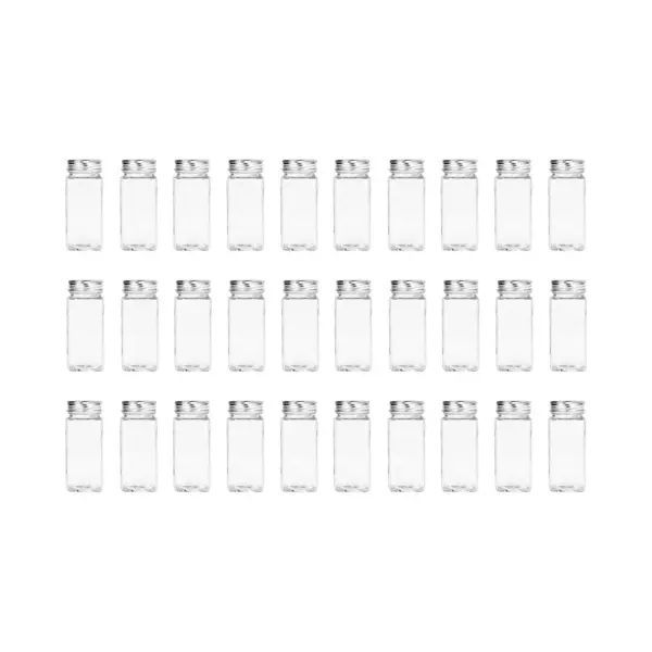 Krumble Kruidenpotjes Set Van 30 - 120 Ml - Kruidenstrooier - Strooibus - Met Strooideksel - Opbergpotjes - Vierkant - Glas - Met Aluminium Deksel - thumbnail