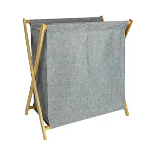 Quvio Wäschekorb - 40 Liter - Wäschekörbe - Wäschesortierer - Aufbewahrungskorb - Wäschebox - Klappbar - Holzrahmen - Stoff - Grau - 30 X 52 X 57