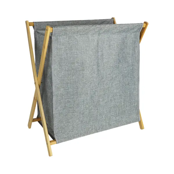 Quvio Wäschekorb - 40 Liter - Wäschekörbe - Wäschesortierer - Aufbewahrungskorb - Wäschebox - Klappbar - Holzrahmen - Stoff - Grau - 30 X 52 X 57 thumbnail