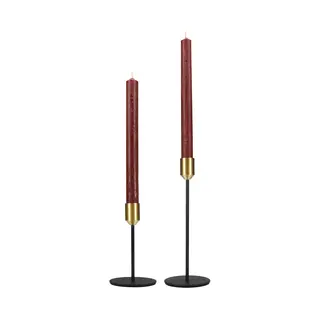 Quvio Kandelaar Set Van 2 - Kaarsenhouders - Kaarsenstandaard - Decoratieve Accessoires - Kandelaars Groot En Klein - Metaal - Zwart En Goud