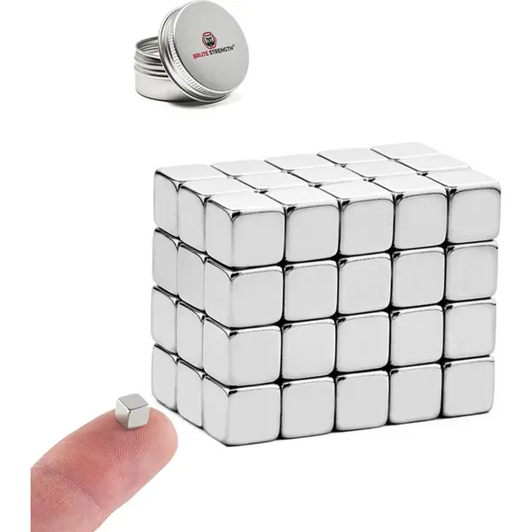 Brute Strength - Super Sterke Magneten - Vierkant - 5 X 5 X 5 Mm - 60 Stuks - Neodymium Magneet Sterk - Magneten Koelkast - Whiteboard Magneten - thumbnail