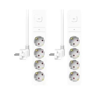 2-Pack Elro ES704 Stekkerdoos 4-voudig Met Overspanningsbeveiliging | 1, 5m Snoer En Schakelaar | Gamers & Audiofielen | Geaarde Stekker | Brandveilig