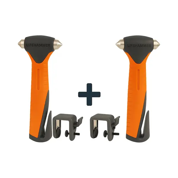 Lifehammer Plus - Veiligheidshamer - 2 Stuks - Noodhamer - Gordelsnijder - Ramenbreker - Auto Veiligheid thumbnail
