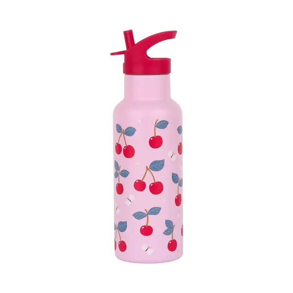 A Little Lovely Company - Edelstahl Trinkflasche Xl | Kinder | Trinkflasche 500 Ml, Kalte Getränke (Kirschen) thumbnail