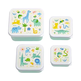 A Little Lovely Company - Brooddoos - Broodtrommel -Lunch & Snack Box Set Van 4 - Jungle