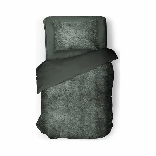 Eleganzzz Dekbedovertrek Flanel Fleece - Green - Dekbedovertrek 140x200/220cm - 100% Flanel Fleece - Eenpersoons Dekbedovertrekken - 140x220cm - thumbnail