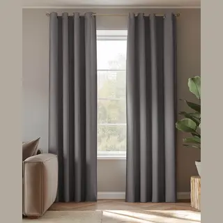 HOOMstyle Kant En Klaar Gordijn Met Ringen - Verduisterend - Geschikt Voor Gordijnroede - 140x270cm - Donkergrijs / Antraciet