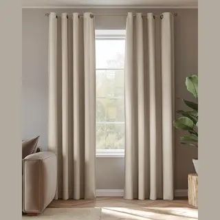 HOOMstyle Kant En Klaar Gordijn - Verduisterend - Met Ringen - 140x270cm - Zand