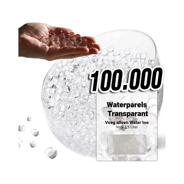 Comforder Waterparels Transparant - Waterballetjes Gelballetjes - Water Beads - 12mm - 100.000 Stuks - 500g - Voor 55 Liter thumbnail