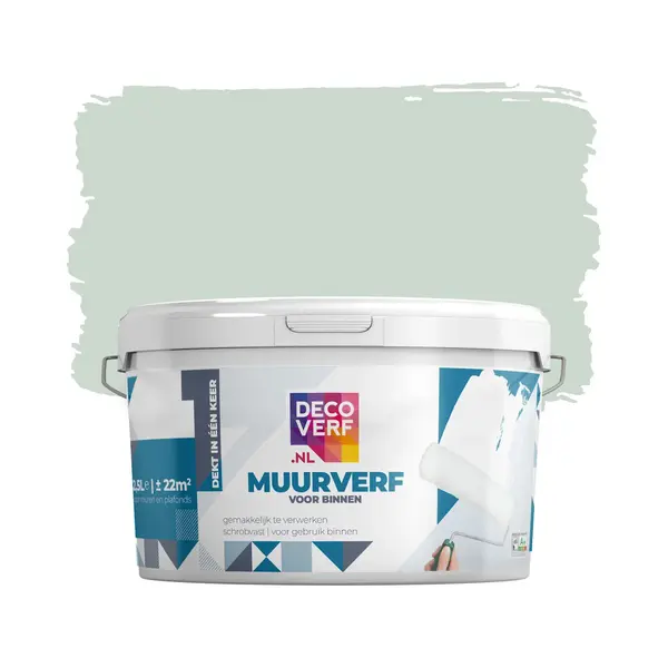 Decoverf.nl Decoverf Muurverf Mat Witte Saliegroen, 2.5L thumbnail