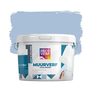 Decoverf.nl Decoverf Muurverf Mat Retro Blauw, 4L