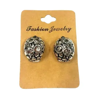 Fako Bijoux® - Clip Oorbellen - Ovaal - Kristal - Zilverkleurig