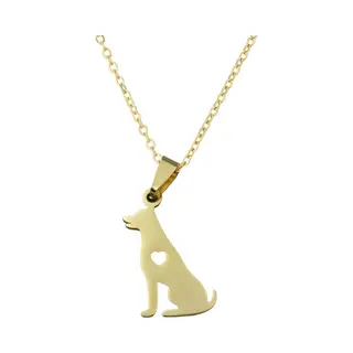 Fako Bijoux® - Ketting Met Hanger - Stainless Steel - Rvs - Staal - Hond Zittend Met Hart - Goudkleurig