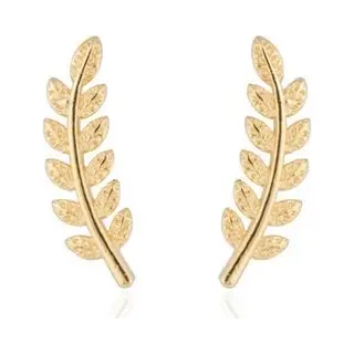 Joboly Trendy Blad Veer Leaf Oorbellen Langs Je Oorlijn Kort - Dames - Goudkleurig