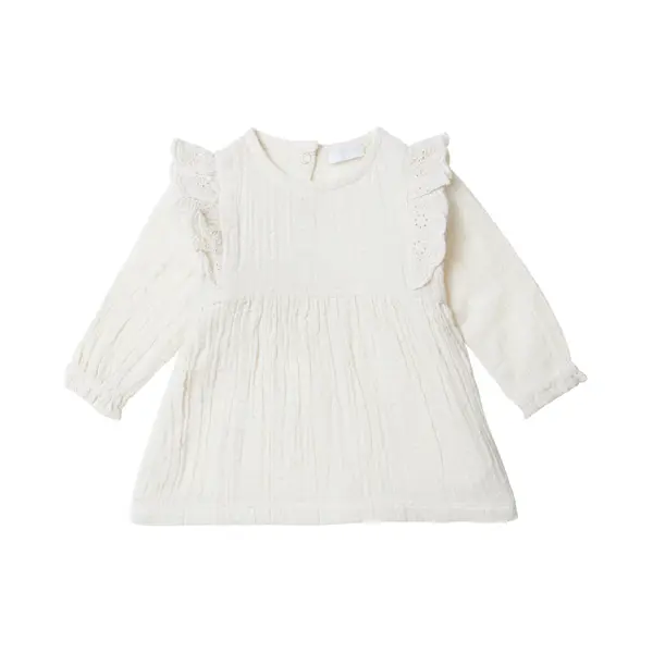 Noppies Girls Dress Cologne Long Sleeve Meisjes Jurk - Whitecap Gray - Maat 86 thumbnail
