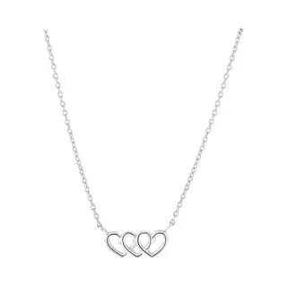 Lucardi Dames Ketting 3hartjes - 925 Zilver - Ketting - Valentijn Cadeau - 42 Cm - Zilverkleurig