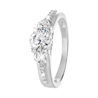 Lucardi Dames Ring Met Zirkonia - Ring - Cadeau Voor Vrouwen - 925 Zilver - Zilverkleurig