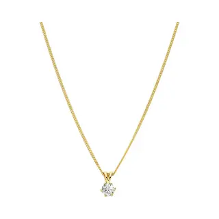 Lucardi Dames Zilveren Goldplated Ketting Met Hanger Zirkonia - Ketting - 925 Zilver - Goudkleurig - 45 Cm