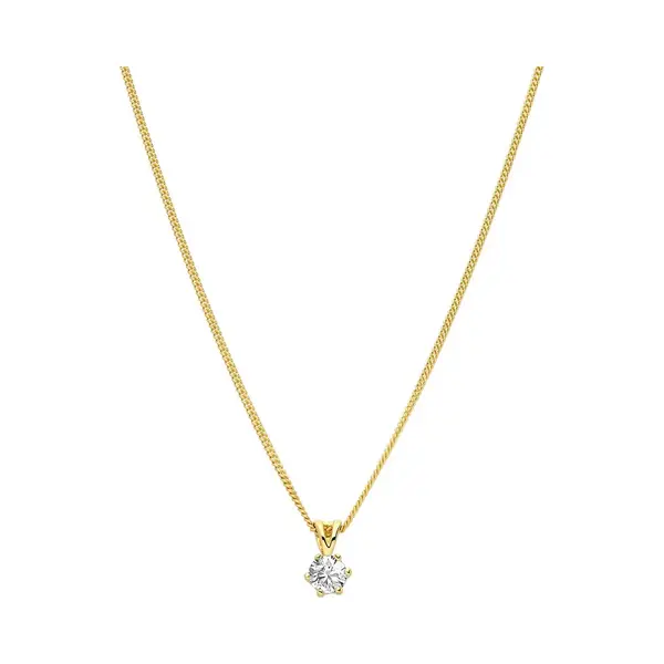 Lucardi Dames Zilveren Goldplated Ketting Met Hanger Zirkonia - Ketting - 925 Zilver - Goudkleurig - 45 Cm thumbnail