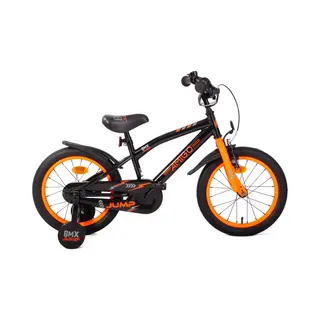 Amigo Bmx Jump Jongensfiets 16 Inch - Kinderfiets Voor 4 Tot 6 Jaar - 100-115 Cm - Met Zijwieltjes - Zwart/Oranje