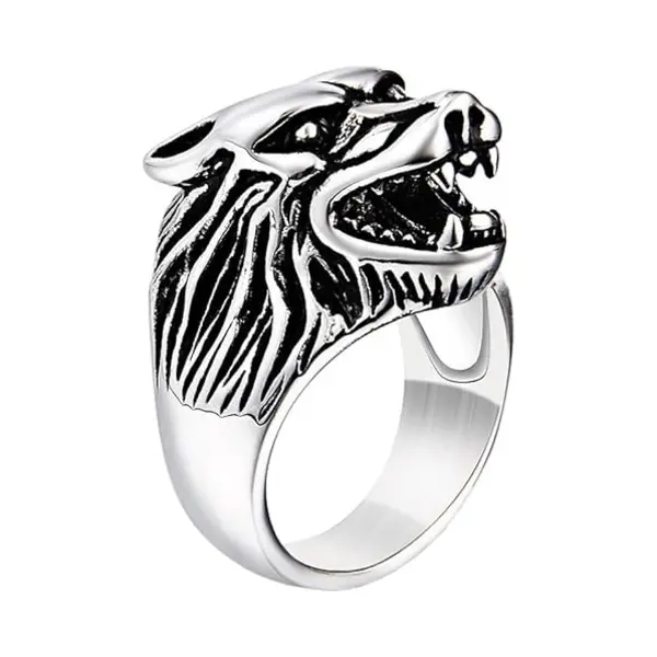 Mendes Heren Ring Edelstaal Wolf Zilverkleurig-21.5mm thumbnail