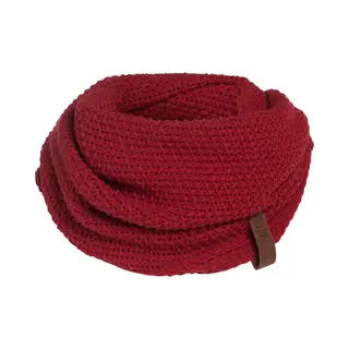 Knit Factory Coco Gebreide Colsjaal - Ronde Sjaal - Nekwarmer - Wollen Sjaal - Rode Colsjaal - Dames Sjaal - Heren Sjaal - Unisex - Bordeaux - One
