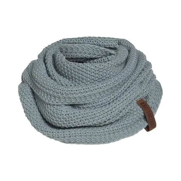 Knit Factory Coco Gebreide Colsjaal - Ronde Sjaal - Nekwarmer - Wollen Sjaal - Groene Colsjaal - Dames Sjaal - Heren Sjaal - Unisex - Stone Green - thumbnail
