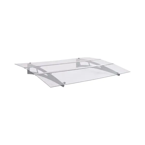 Door Canopy Silver And Transparent 120x90 Cm Polycarbonate Vidaxl thumbnail