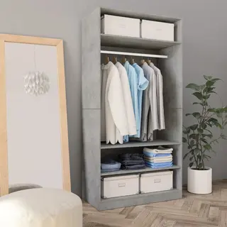 Wardrobe Concrete Grey 100x50x200 Cm Engineered Wood Vidaxl