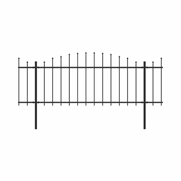 Vidaxl - Garden Fence With Spear Top Steel 1426x75 Cm Black thumbnail