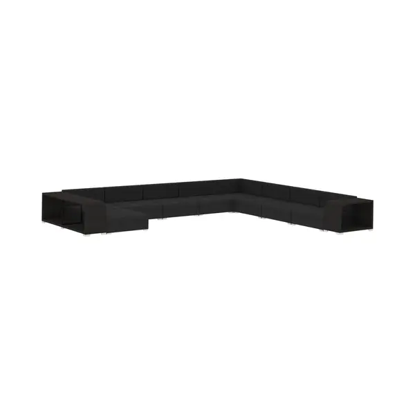 VidaXL 11-tlg. Garten-Lounge-Set Mit Auflagen Poly Rattan Schwarz thumbnail