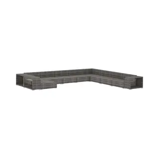 11-tlg. Garten-lounge-set Mit Auflagen Poly Rattan Grau Vidaxl
