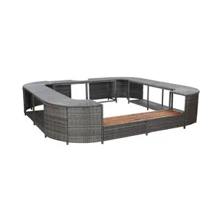 VidaXL Spa-ombouw Vierkant 268x268x55 Cm Poly Rattan Grijs