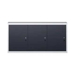 VidaXL Wall Mounted Tool Cabinet Industrial Style Height Adjustable Shelves Garage Storage Chest Organiser Metal Grey And Black