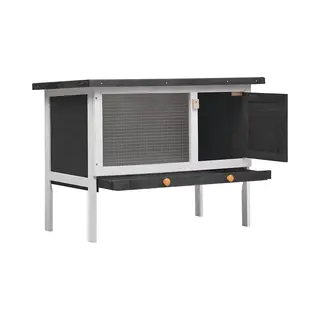 Outdoor Rabbit Hutch 1 Layer Grey Wood Vidaxl