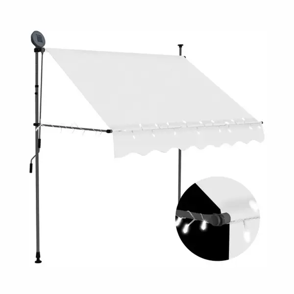 Vidaxl - Manual Retractable Awning With Led 200 Cm Cream thumbnail