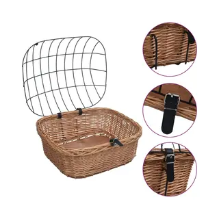 VidaXL Fietsstuurmand Met Deksel 50x45x35 Cm Natuurlijk Wilgen