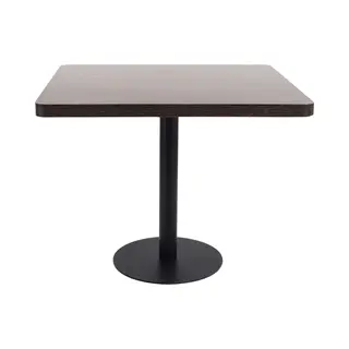 VidaXL - Dark Brown Bistro Table, 80X80 Cm – Steel & Mdf Wood Grain Patterned, Square, Modern Design For Dining Room, Kitchen, Interior, Coffee Shop