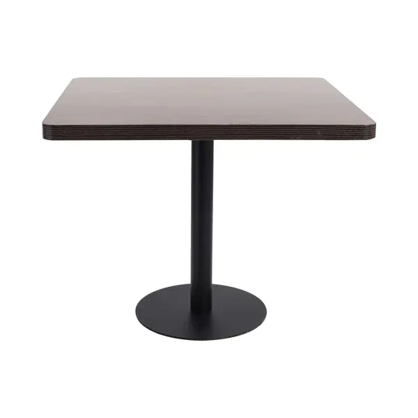 VidaXL - Dark Brown Bistro Table, 80X80 Cm – Steel & Mdf Wood Grain Patterned, Square, Modern Design For Dining Room, Kitchen, Interior, Coffee Shop thumbnail