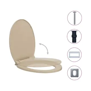 Toilettensitz Mit Absenkautomatik Quick-release Beige Oval Vidaxl