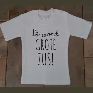 Shirt Ik Word Grote Zus | Korte Mouw| Wit | Maat 86 Zwangerschap Aankondiging Bekendmaking Baby Big Sis Sister