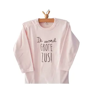Shirt Ik Word Grote Zus | Lange Mouw | Roze | Maat 74 Zwangerschap Aankondiging Bekendmaking Baby Big Sis Sister